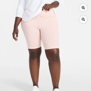 Terra and Sky Women’s Fresh Check Mystical Rose Pocket Bike Shorts Size 1X NWT